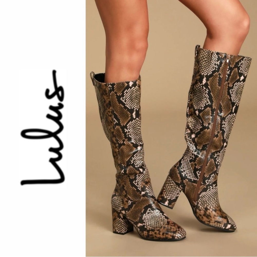 NWT Lulu’s Vegan Multi Snake Western Knee High Boots - 6